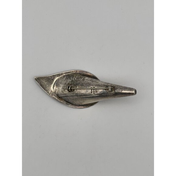 Calla Lily Brooch Stamped Mexico 525 Silver 3" Vintage - Picture 3 of 8